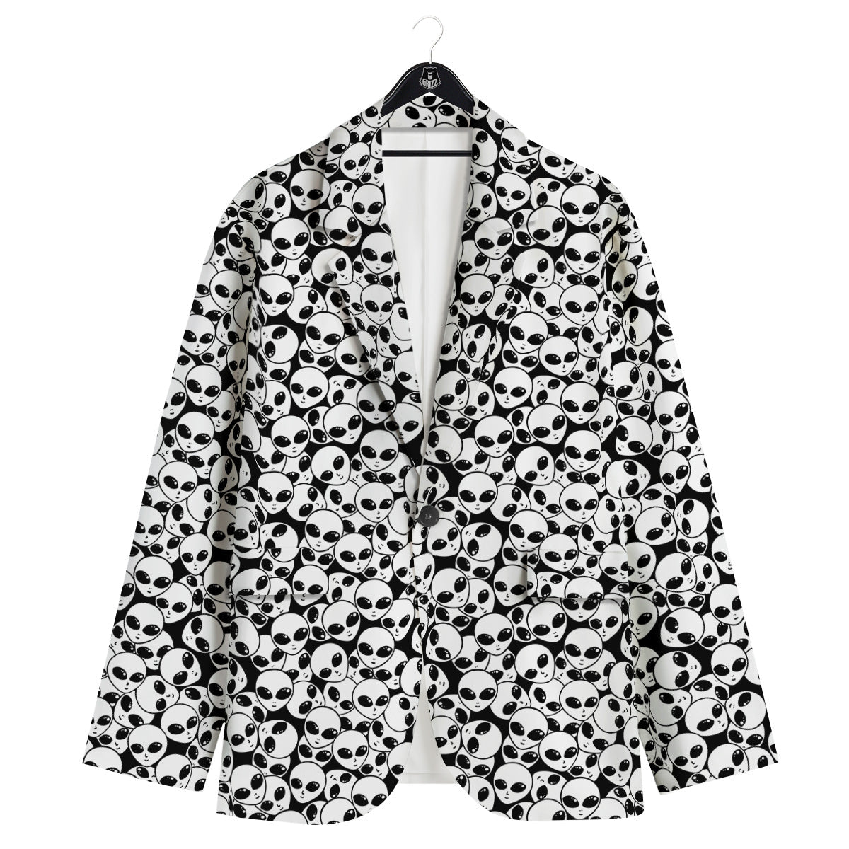 Alien White And Black Print Men's Sport Coat-grizzshop