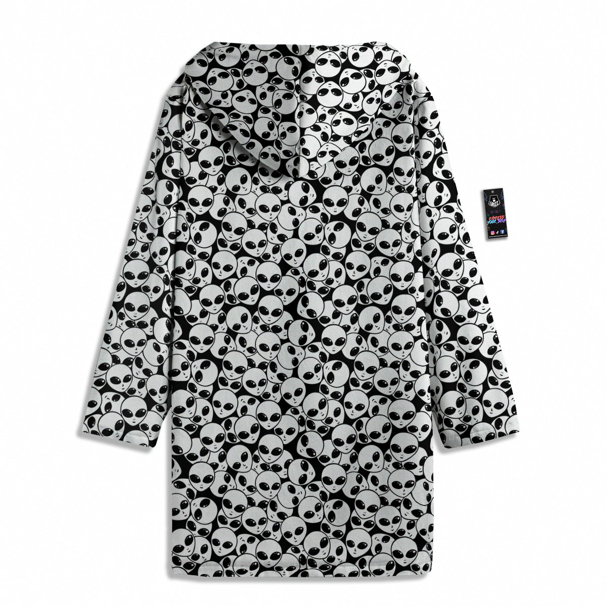 Alien White And Black Print Men's Windbreaker Jacket-grizzshop
