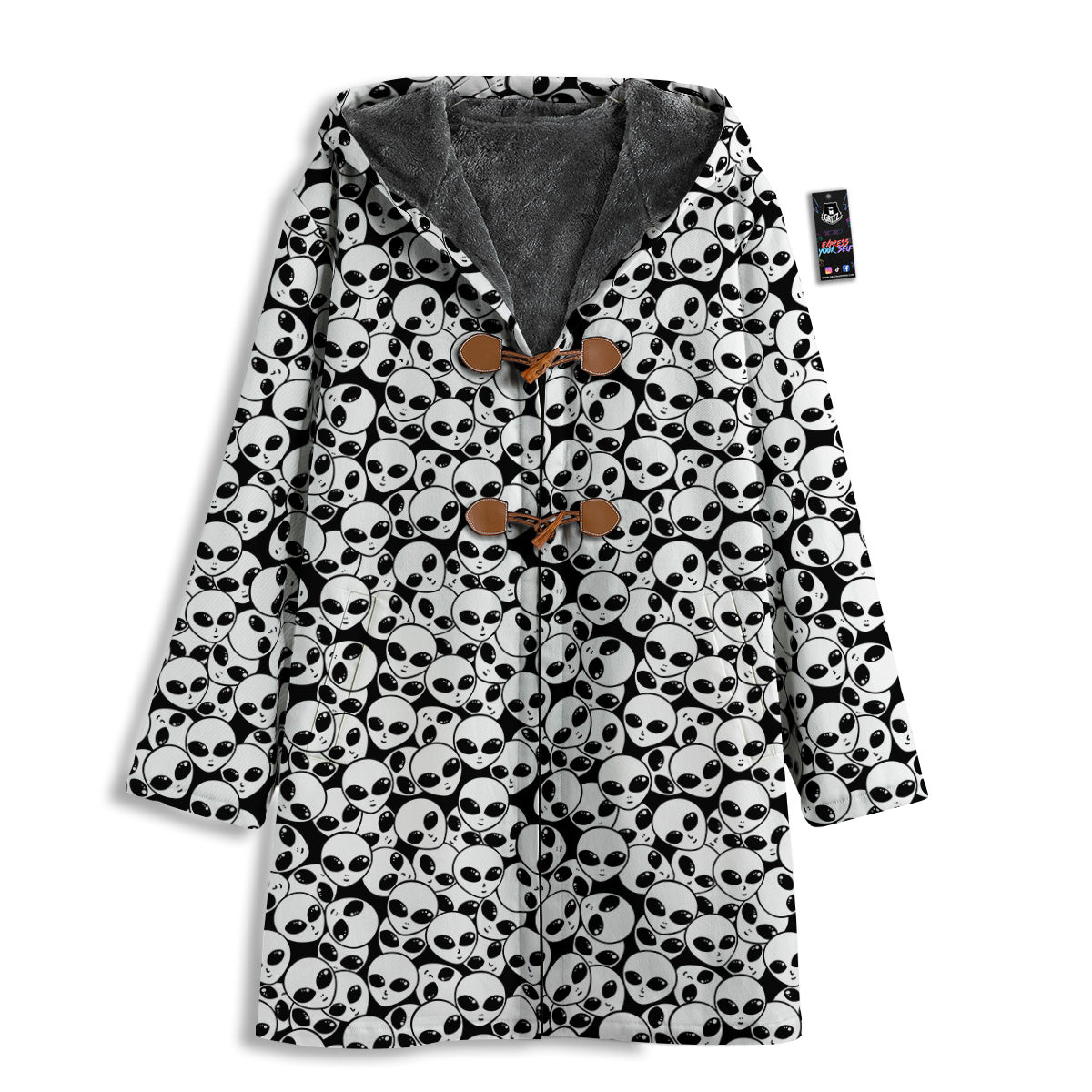 Alien White And Black Print Men's Windbreaker Jacket-grizzshop