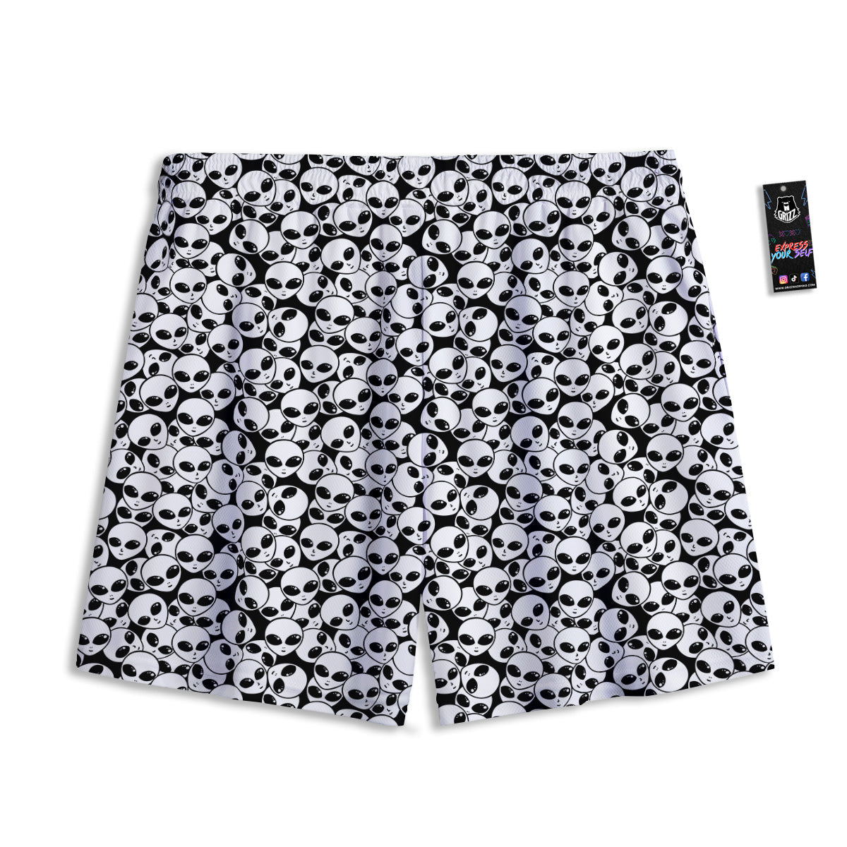 Argyle Diamond Shapes Black And White Print Pattern Mesh Shorts