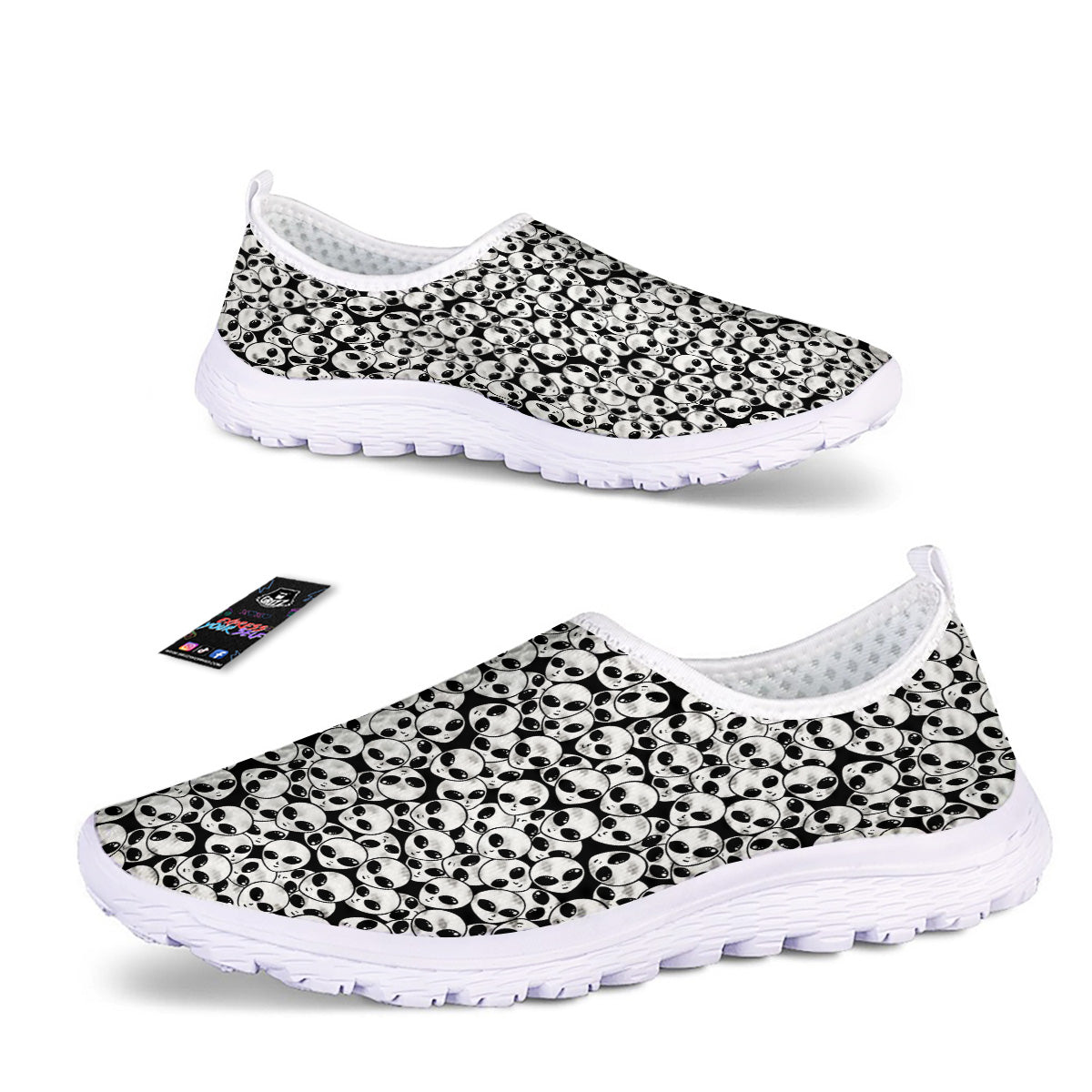 Alien White And Black Print Nurse Shoes-grizzshop