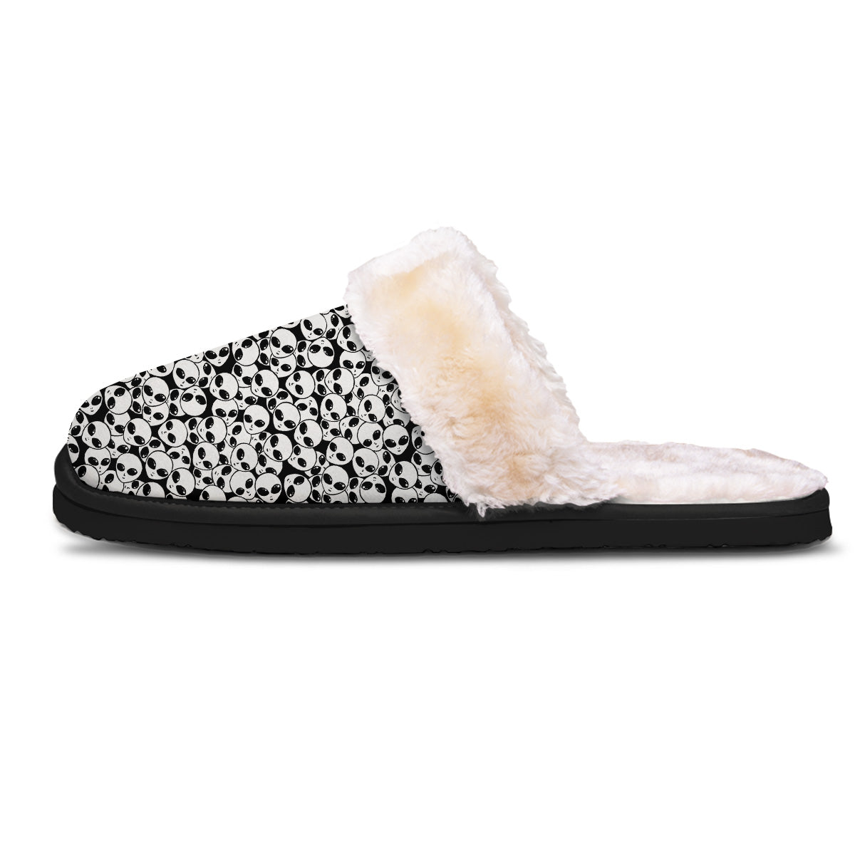 Alien White And Black Print Slippers-grizzshop