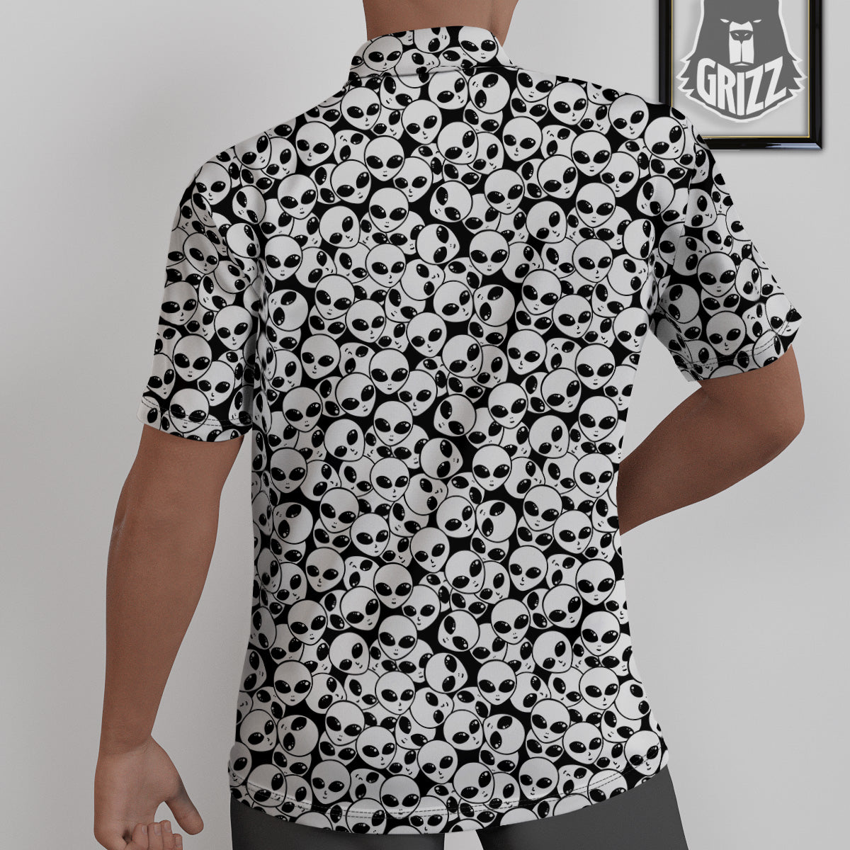 Alien White And Black Print Untucked Shirts-grizzshop