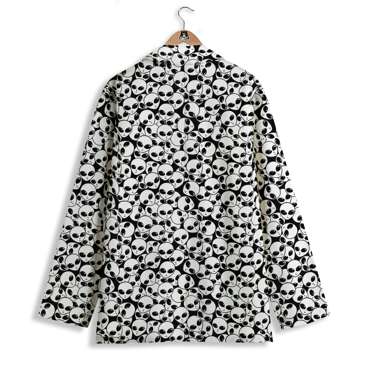 Alien White And Black Print Women's Blazer-grizzshop