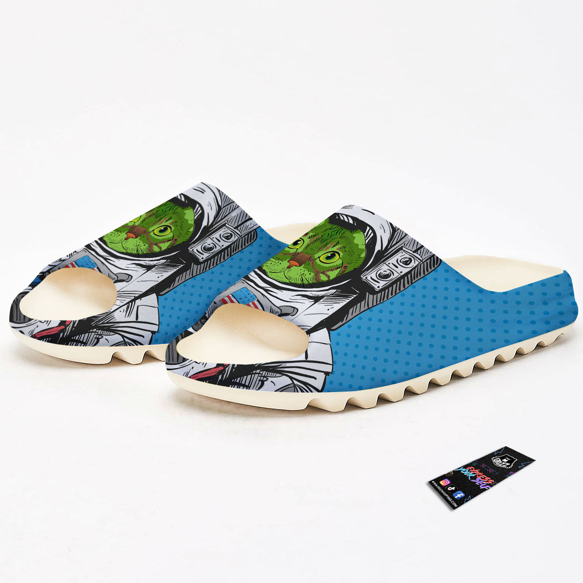 Alien Cat Astronaut Print Sandals-grizzshop