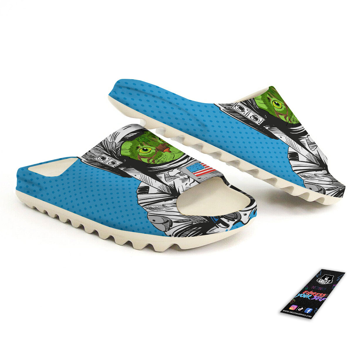 Alien Cat Astronaut Print Sandals-grizzshop
