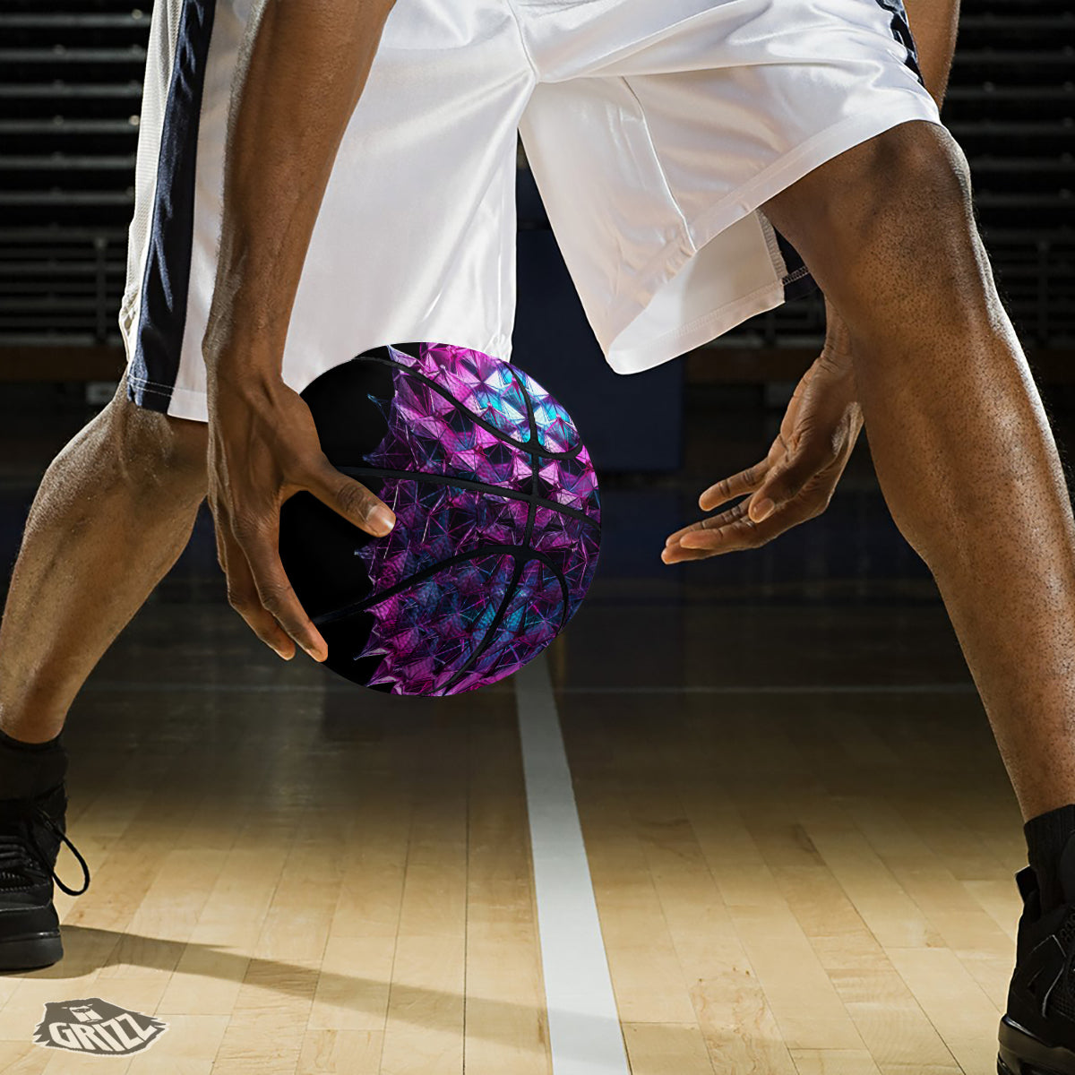 Alien Crystal Diamond Flower Print Basketball