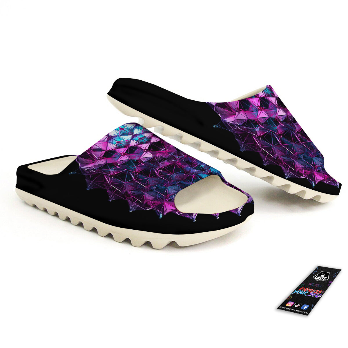 Alien Crystal Diamond Flower Print Sandals-grizzshop