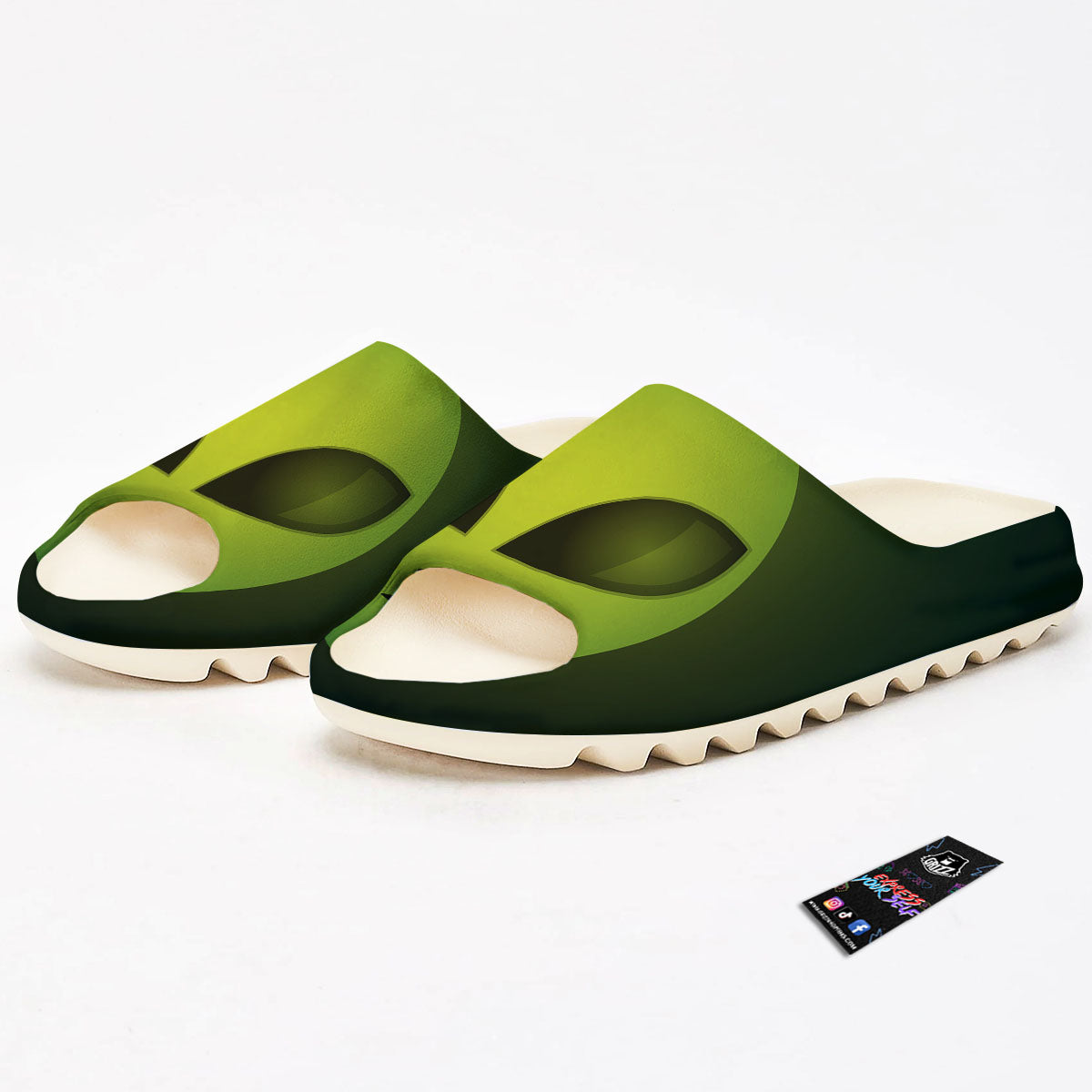 Alien Face Green Print Sandals-grizzshop