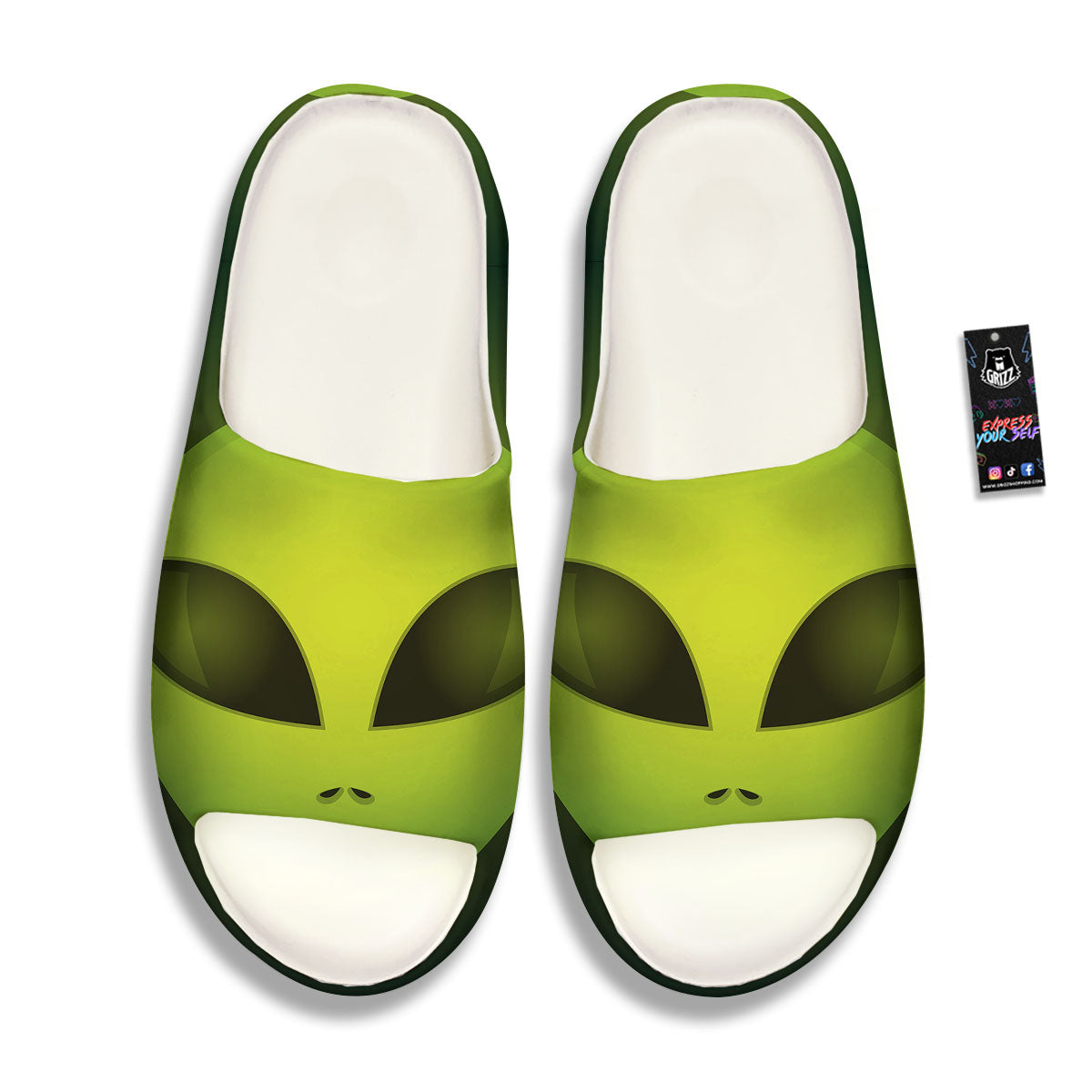 Alien Face Green Print Sandals-grizzshop