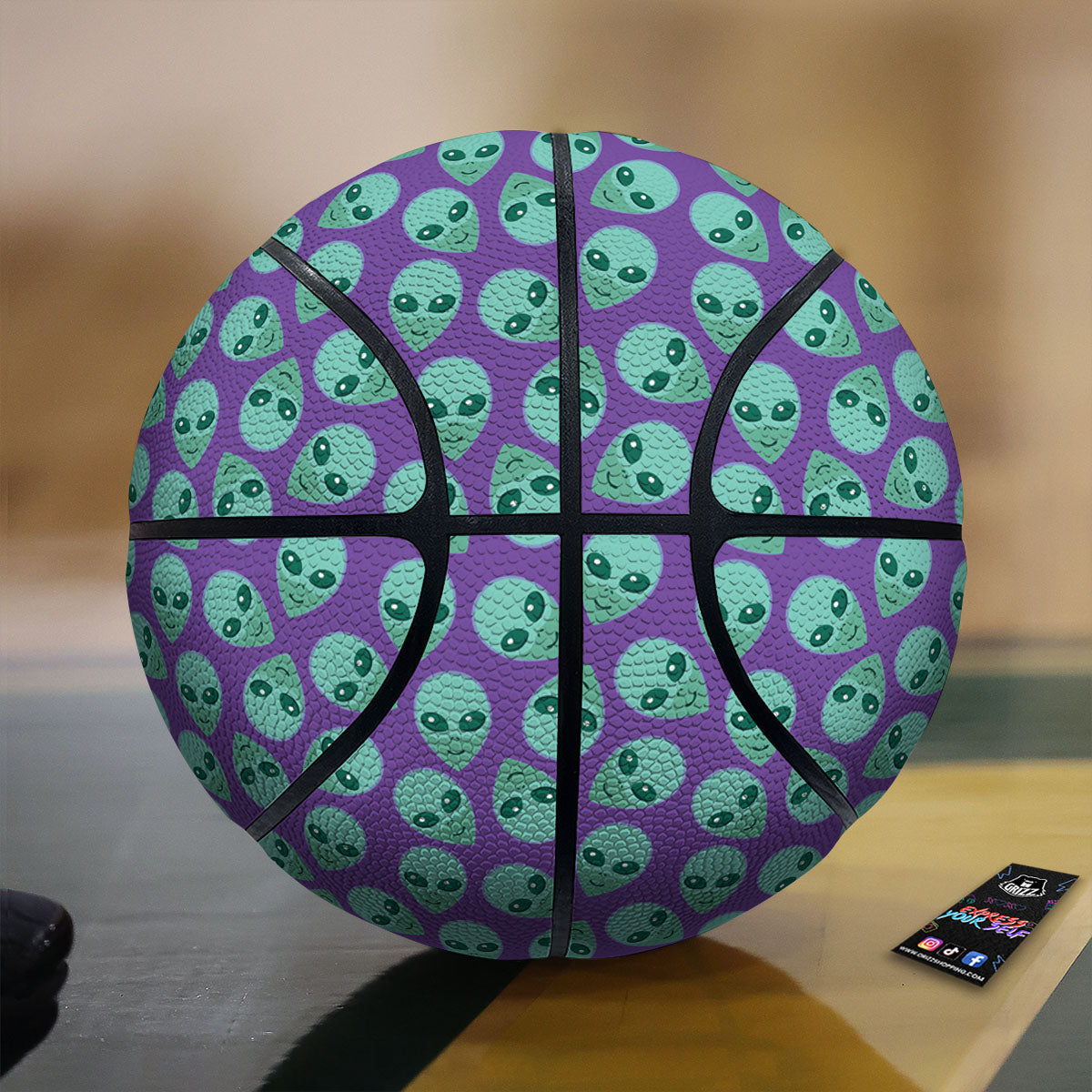 Alien Face Purple Print Pattern Basketball