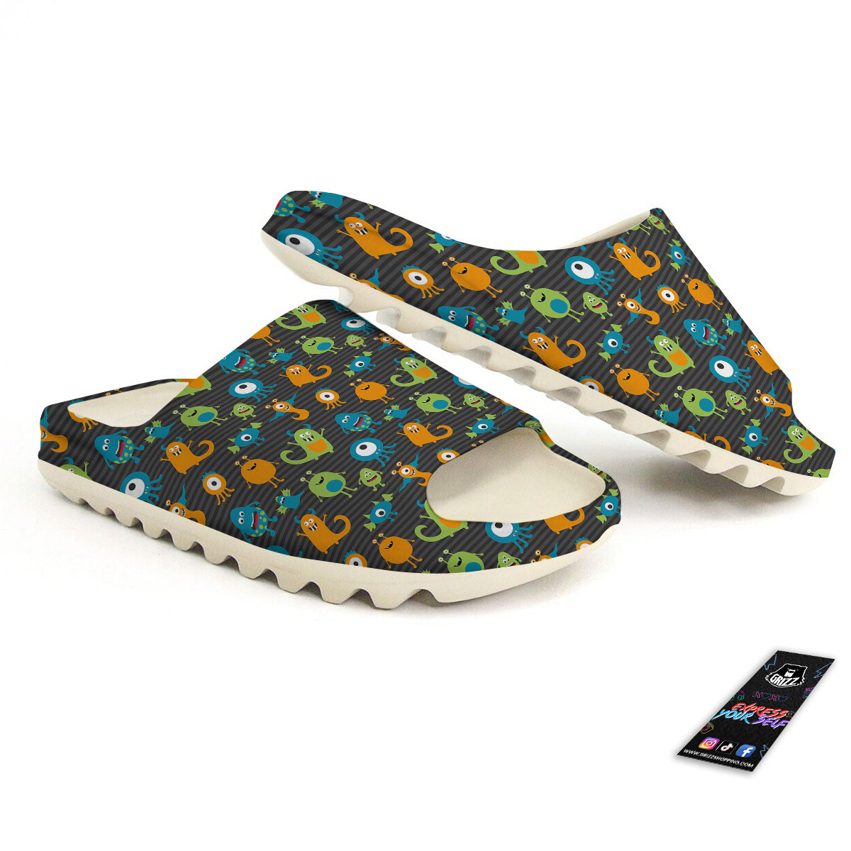 Alien Grey Striped Print Pattern Sandals-grizzshop