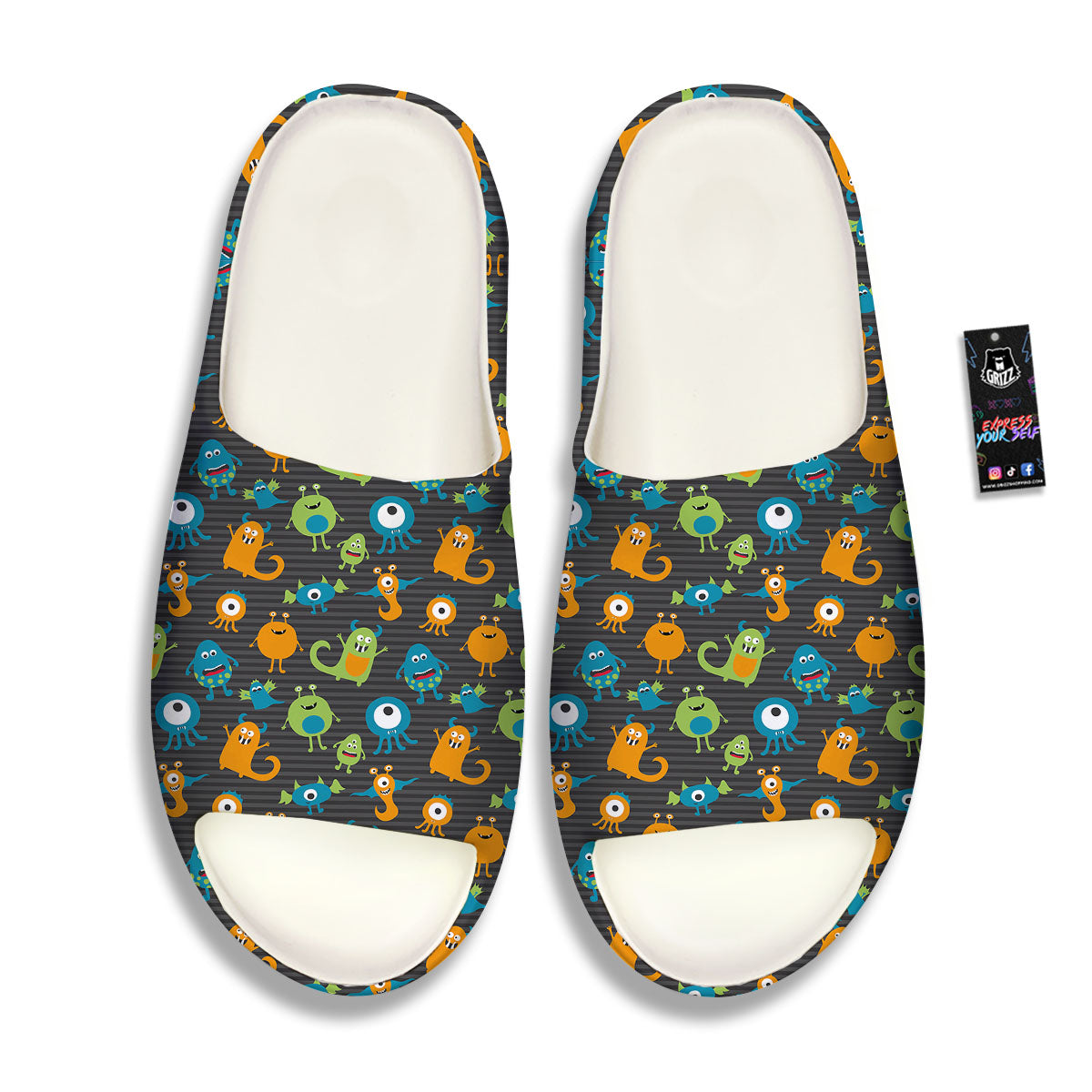 Alien Grey Striped Print Pattern Sandals-grizzshop