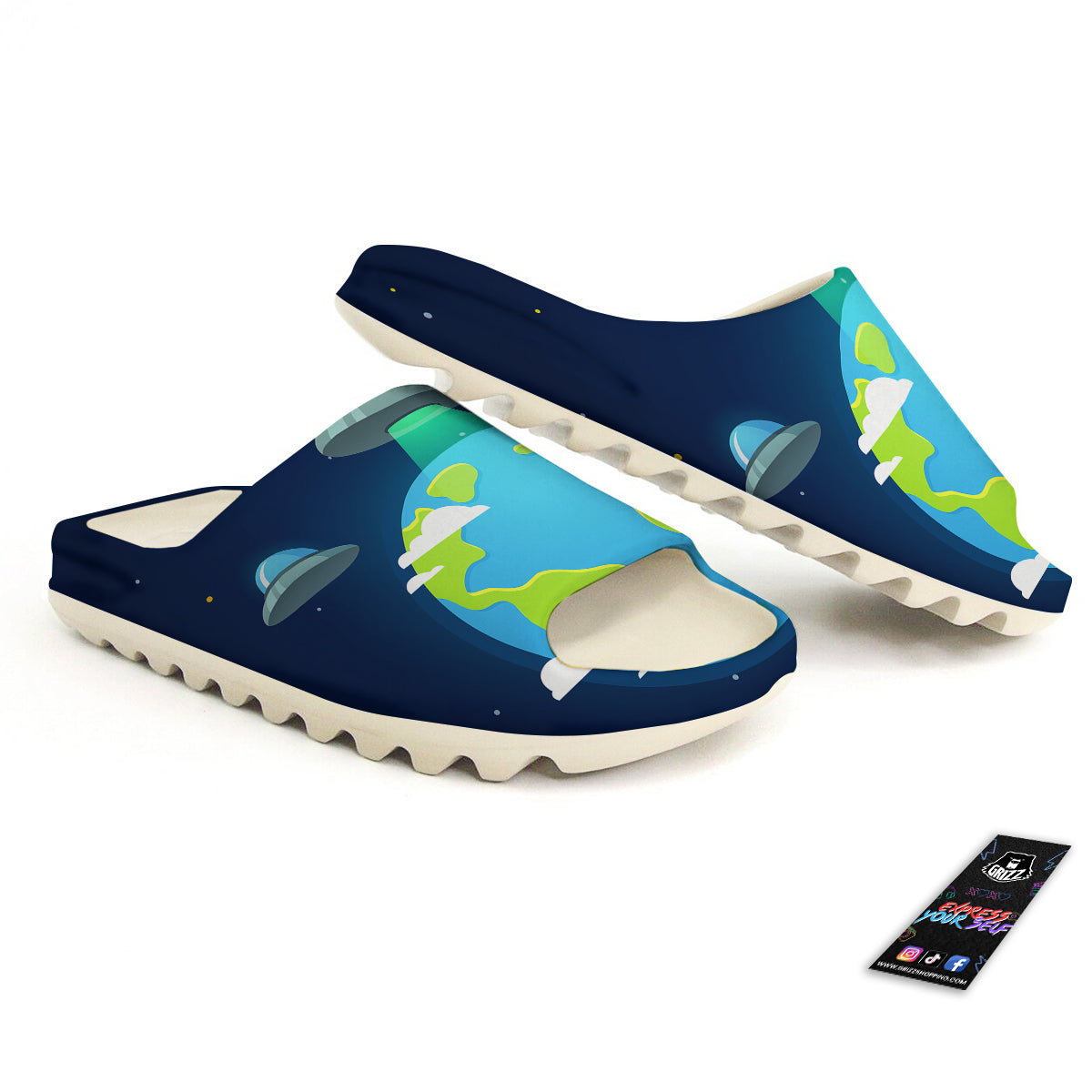 Alien Invasion And Earth Print Sandals-grizzshop