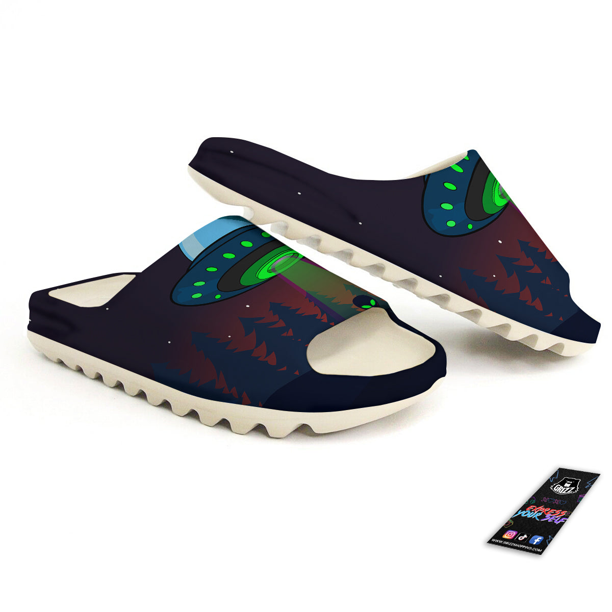Alien Invasion On Earth Print Sandals-grizzshop
