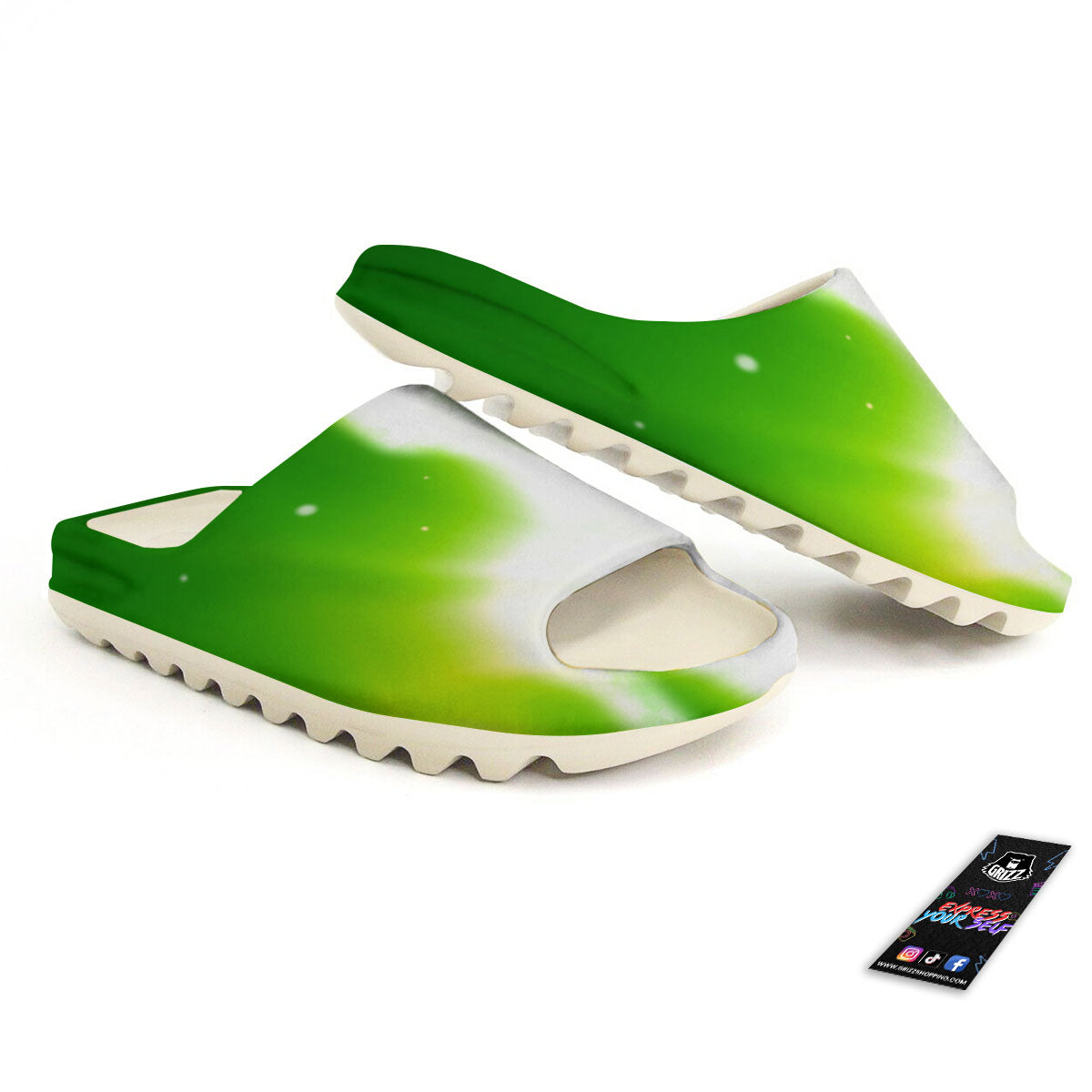 Alien Light Green Print Sandals-grizzshop