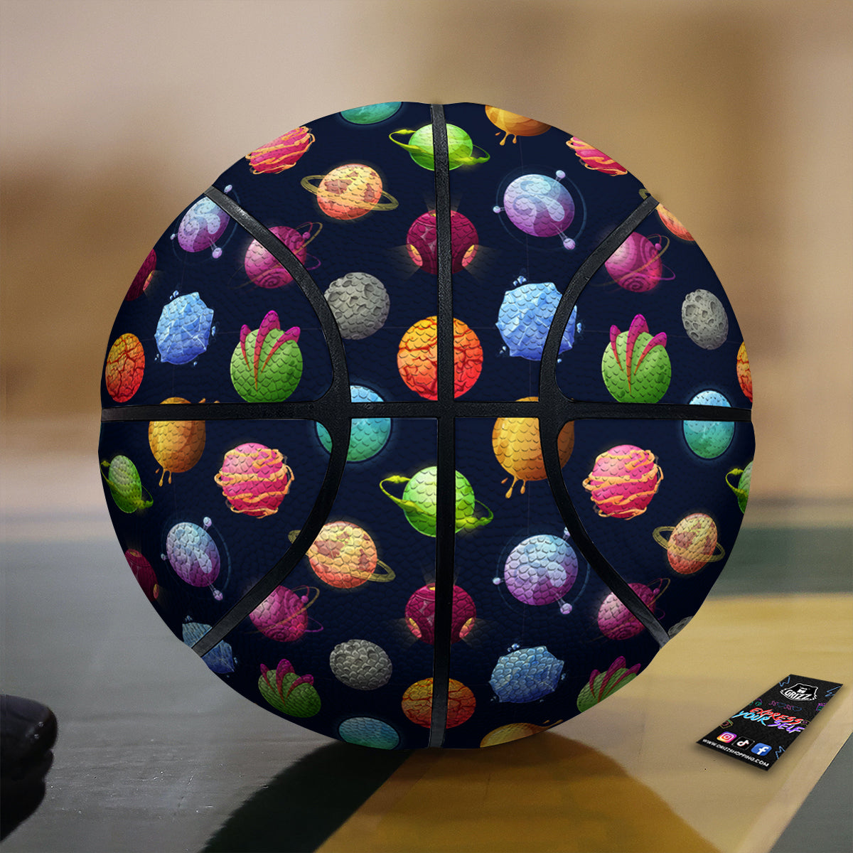 Alien Planets And Stars Print Pattern Basketball