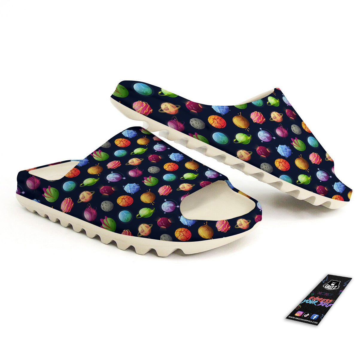 Alien Planets And Stars Print Pattern Sandals-grizzshop