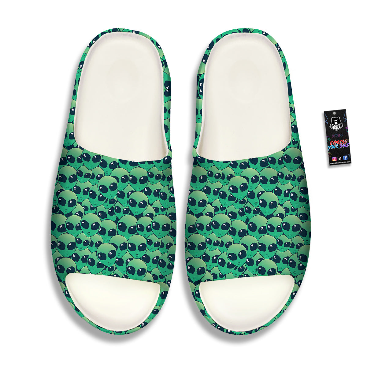 Alien UFO Green Cute Print Sandals-grizzshop
