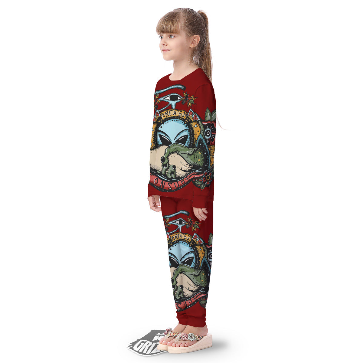 Aliens Area 51 Print Kid's Pajamas-grizzshop