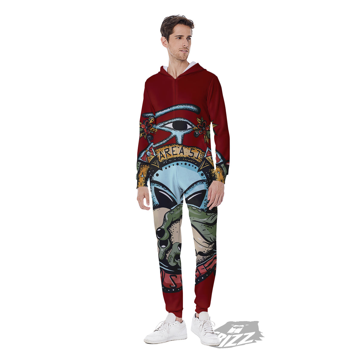 Aliens Area 51 Print Men's Jumpsuit-grizzshop