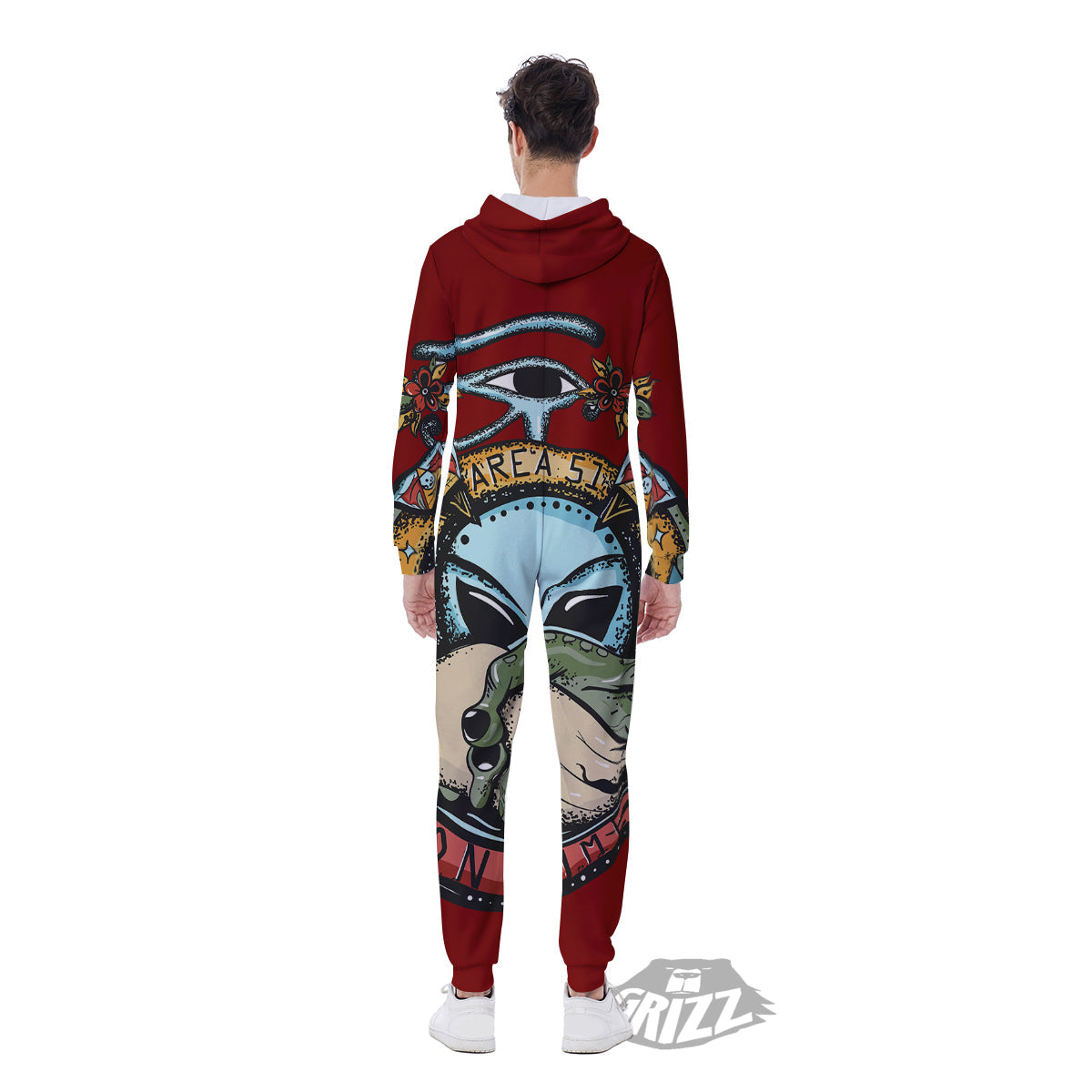 Aliens Area 51 Print Men's Jumpsuit-grizzshop