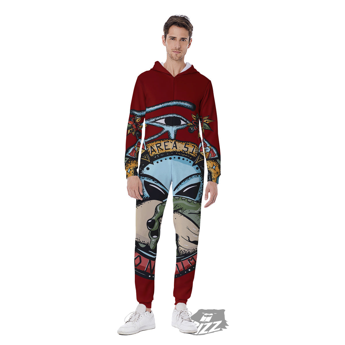 Aliens Area 51 Print Men's Jumpsuit-grizzshop