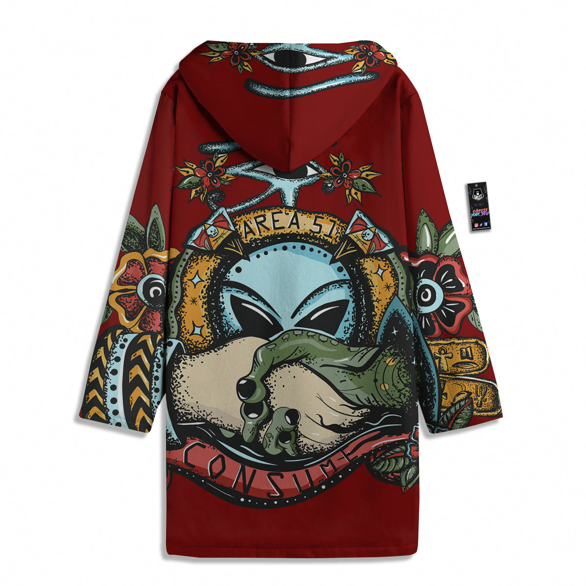 Aliens Area 51 Print Men's Windbreaker Jacket-grizzshop