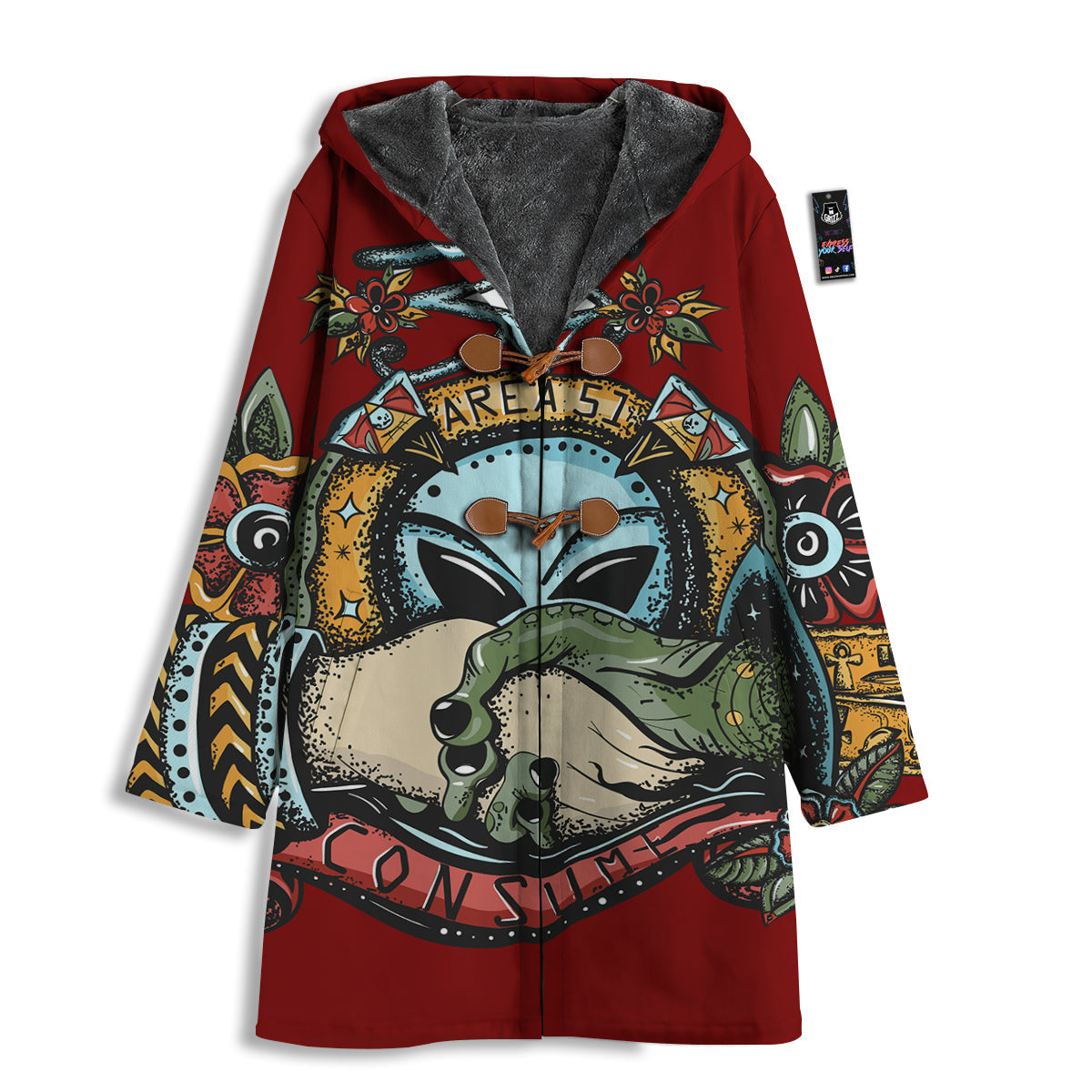 Aliens Area 51 Print Men's Windbreaker Jacket-grizzshop