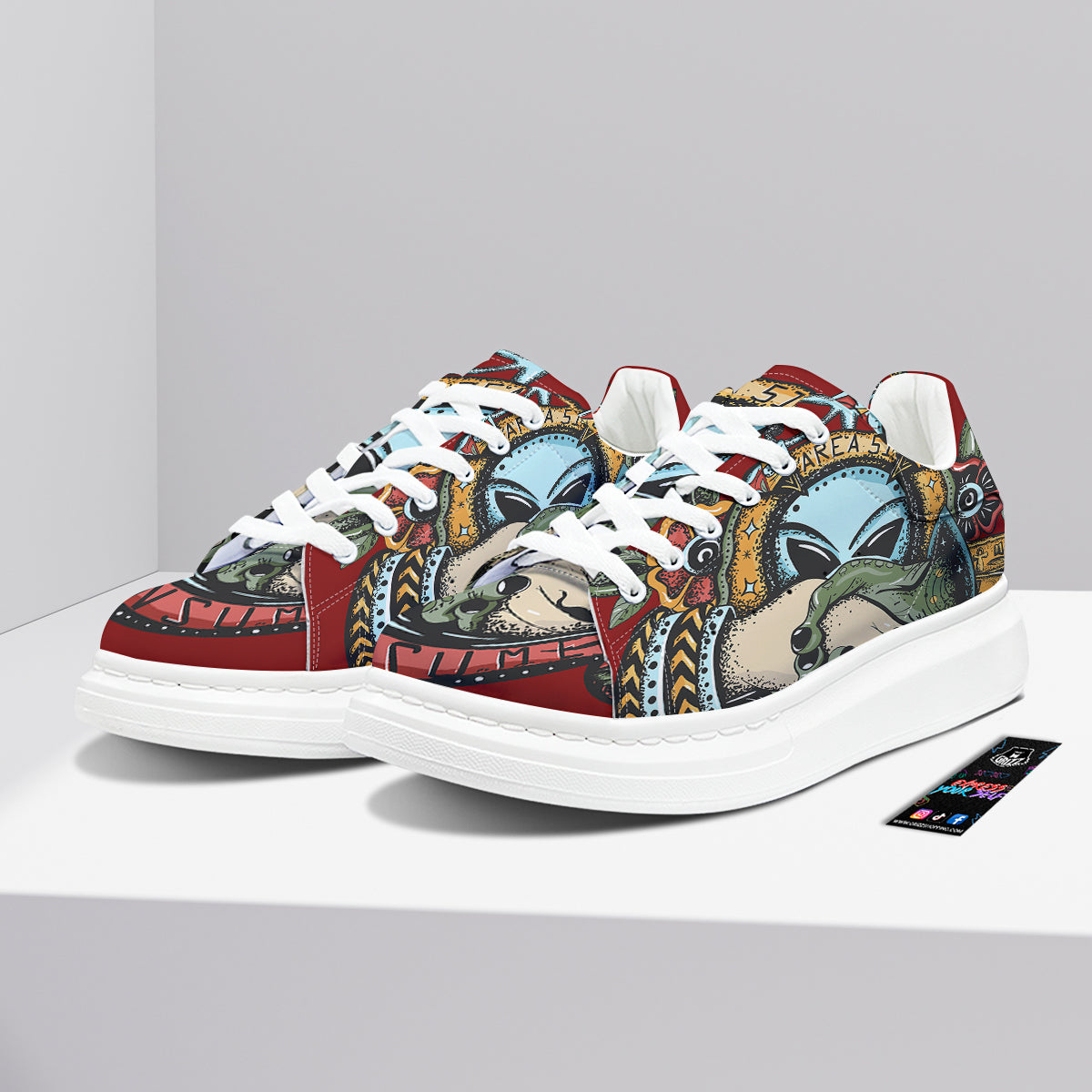 Aliens Area 51 Print Platform Shoes-grizzshop
