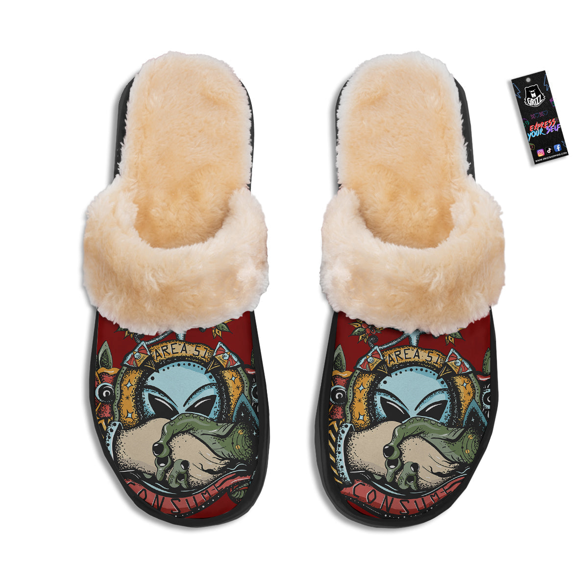 Aliens Area 51 Print Slippers-grizzshop