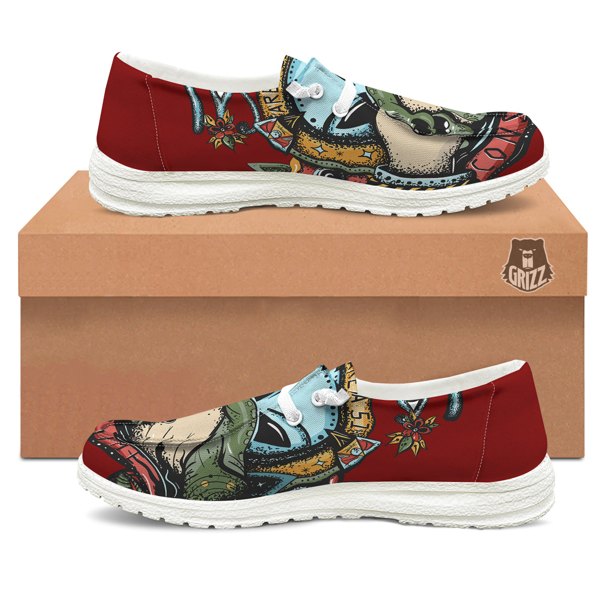 Aliens Area 51 Print White Loafers-grizzshop