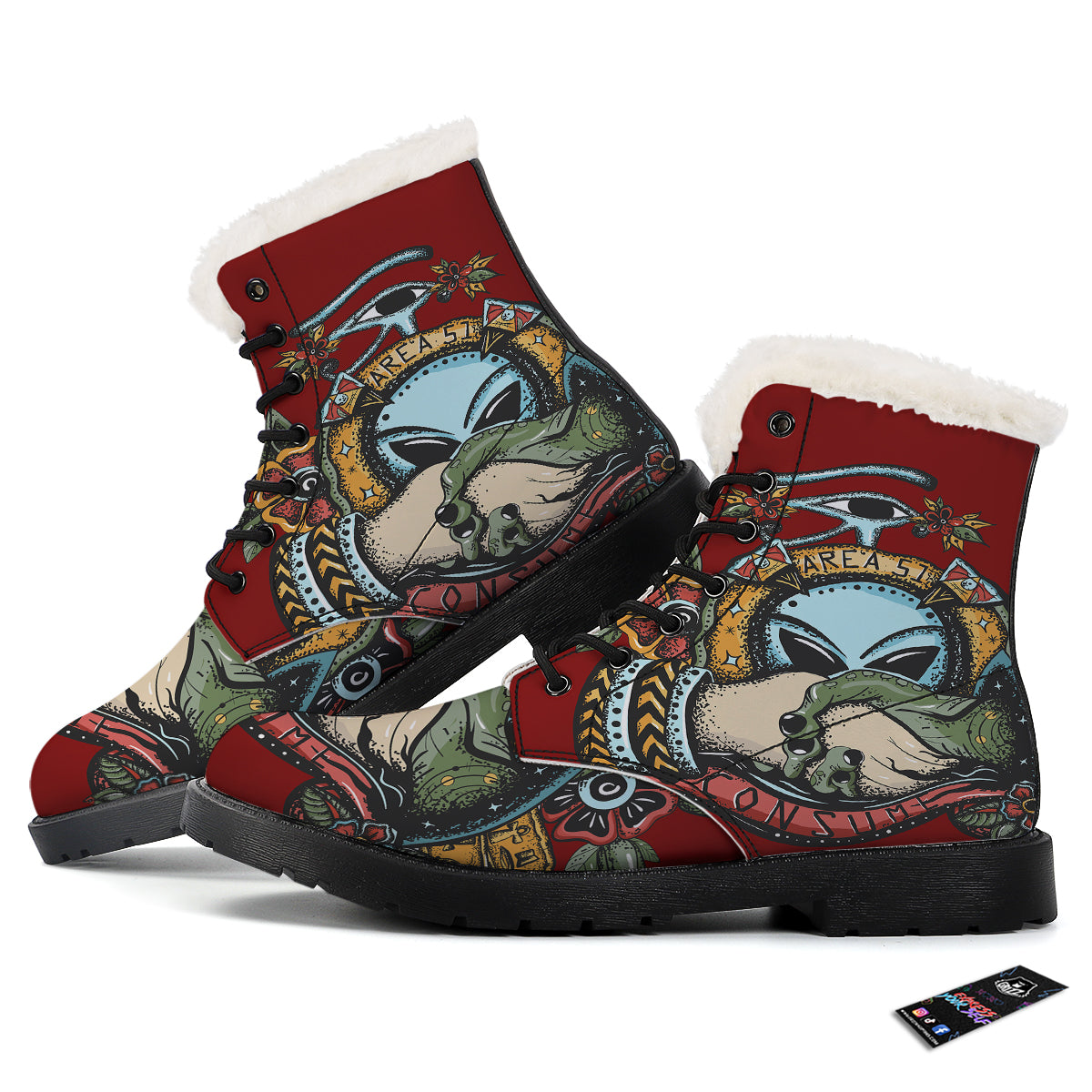 Aliens Area 51 Print Winter Boots-grizzshop
