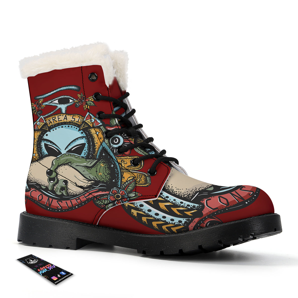Aliens Area 51 Print Winter Boots-grizzshop