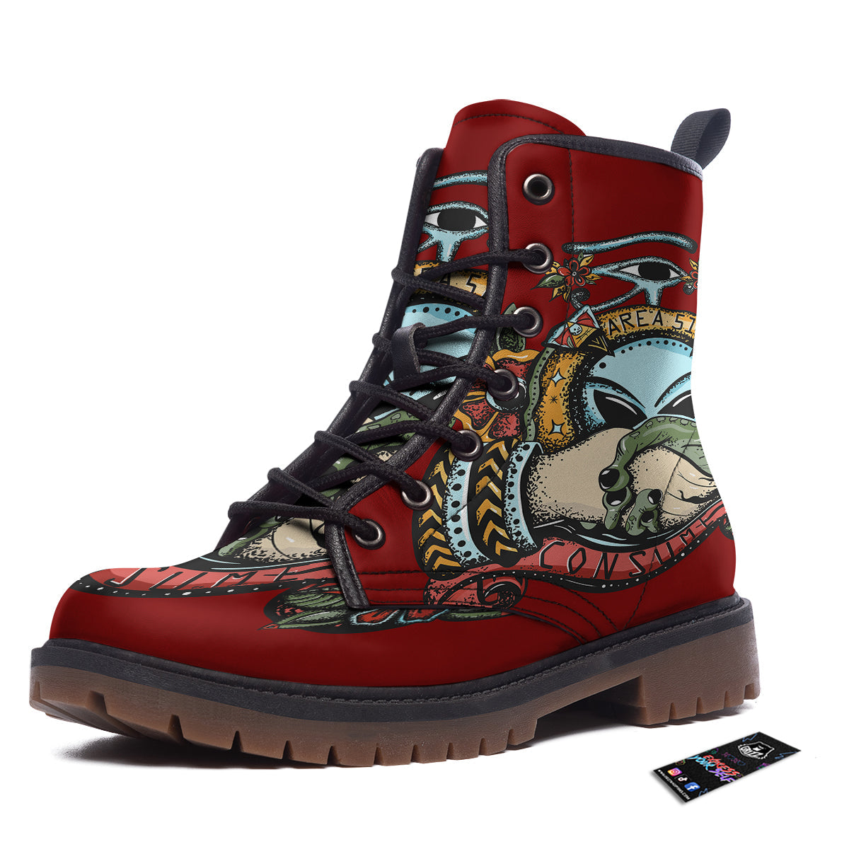 Aliens Area 51 Print Work Boots-grizzshop