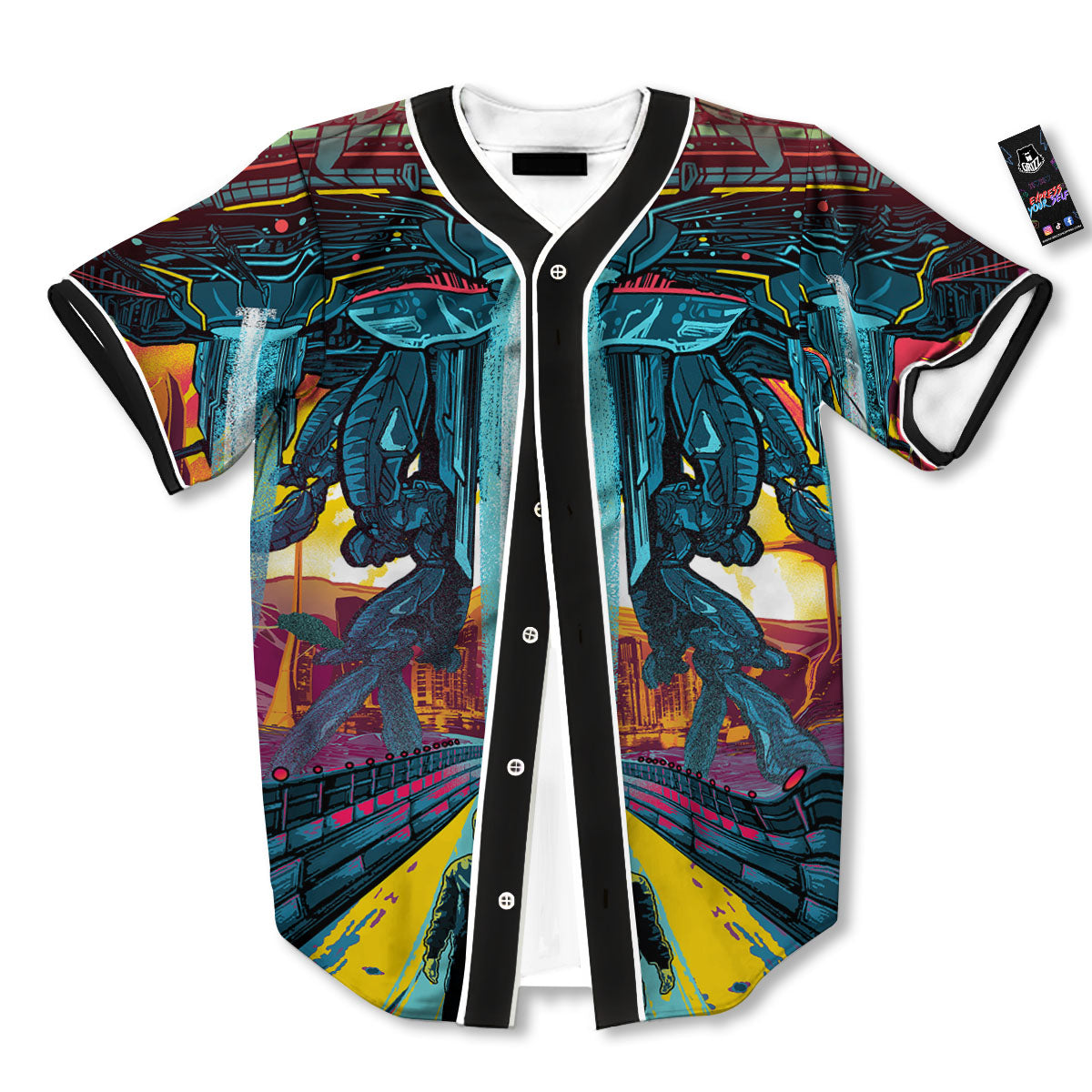 Aliens Invade earth Print Baseball Jersey-grizzshop