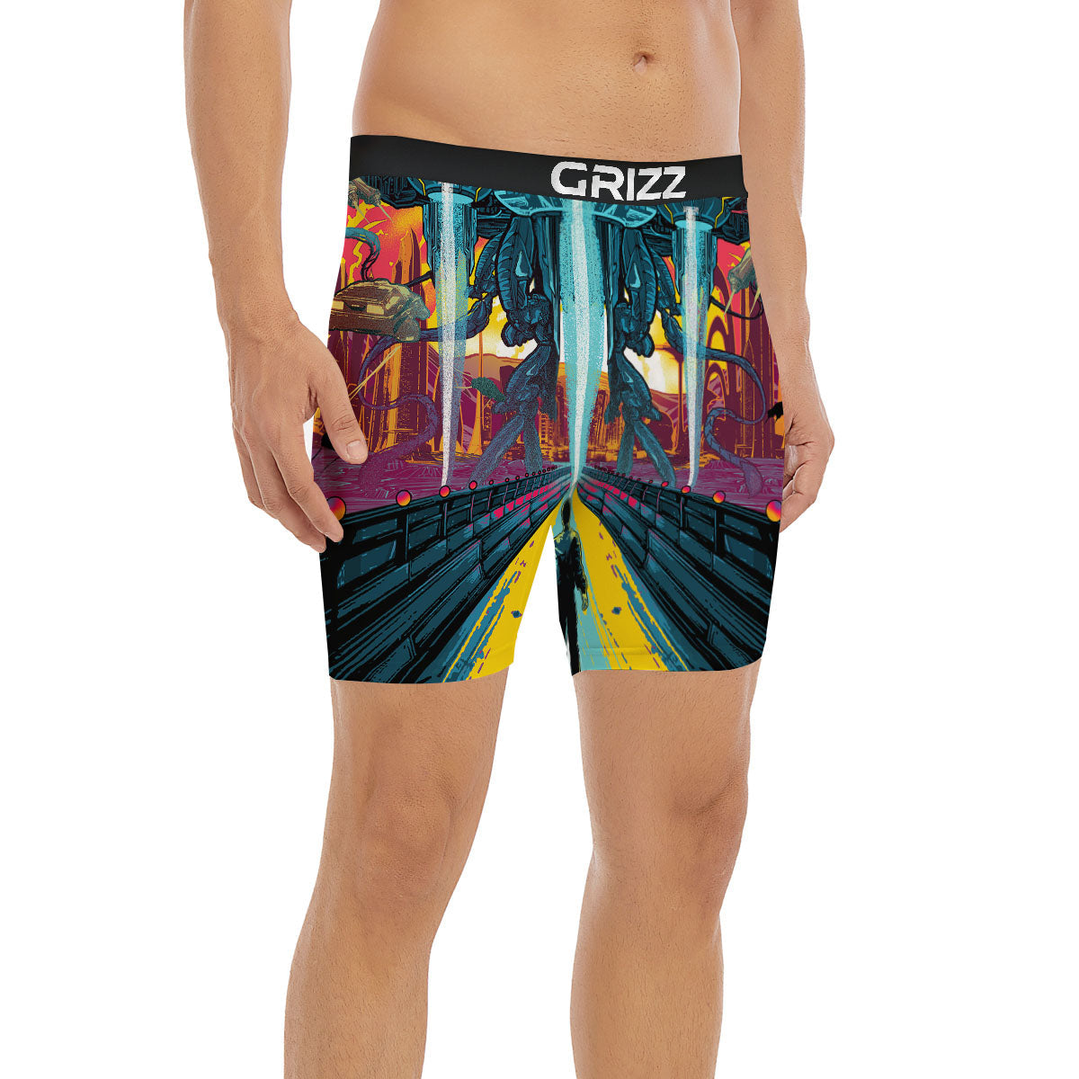 Aliens Invade earth Print Boxer Briefs-grizzshop