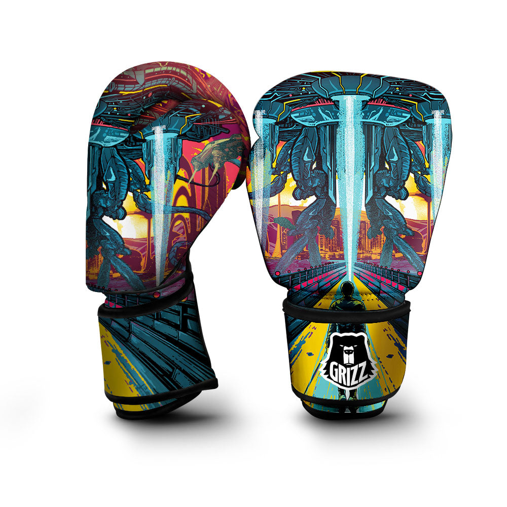 Aliens Invade earth Print Boxing Gloves-grizzshop
