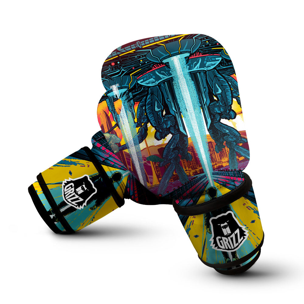 Aliens Invade earth Print Boxing Gloves-grizzshop