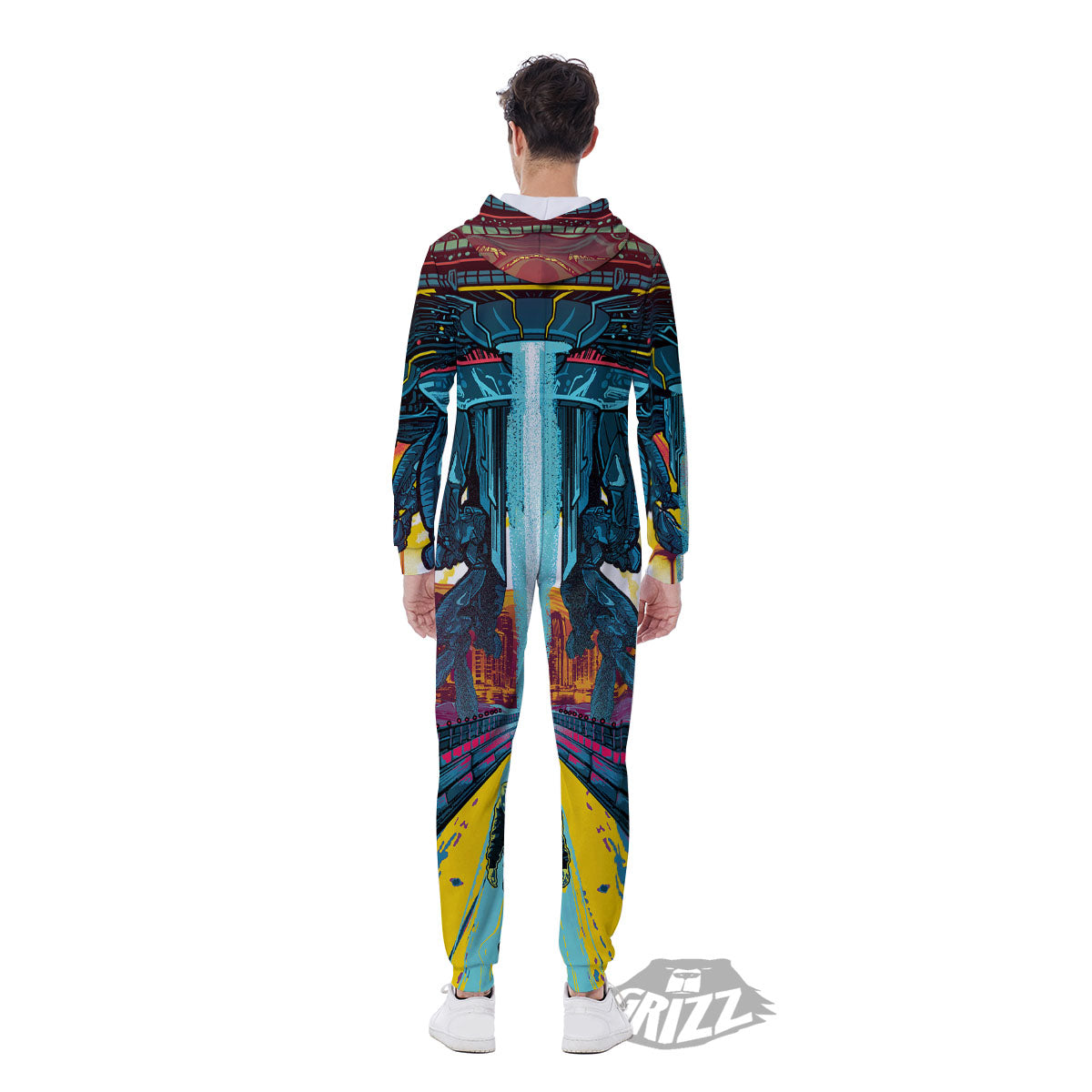 Aliens Invade earth Print Men's Jumpsuit-grizzshop