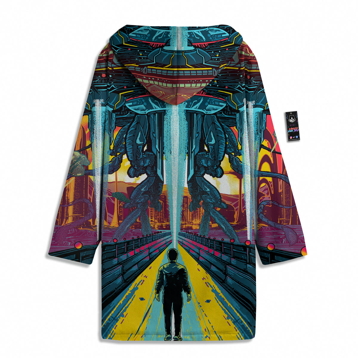 Aliens Invade earth Print Men's Windbreaker Jacket-grizzshop