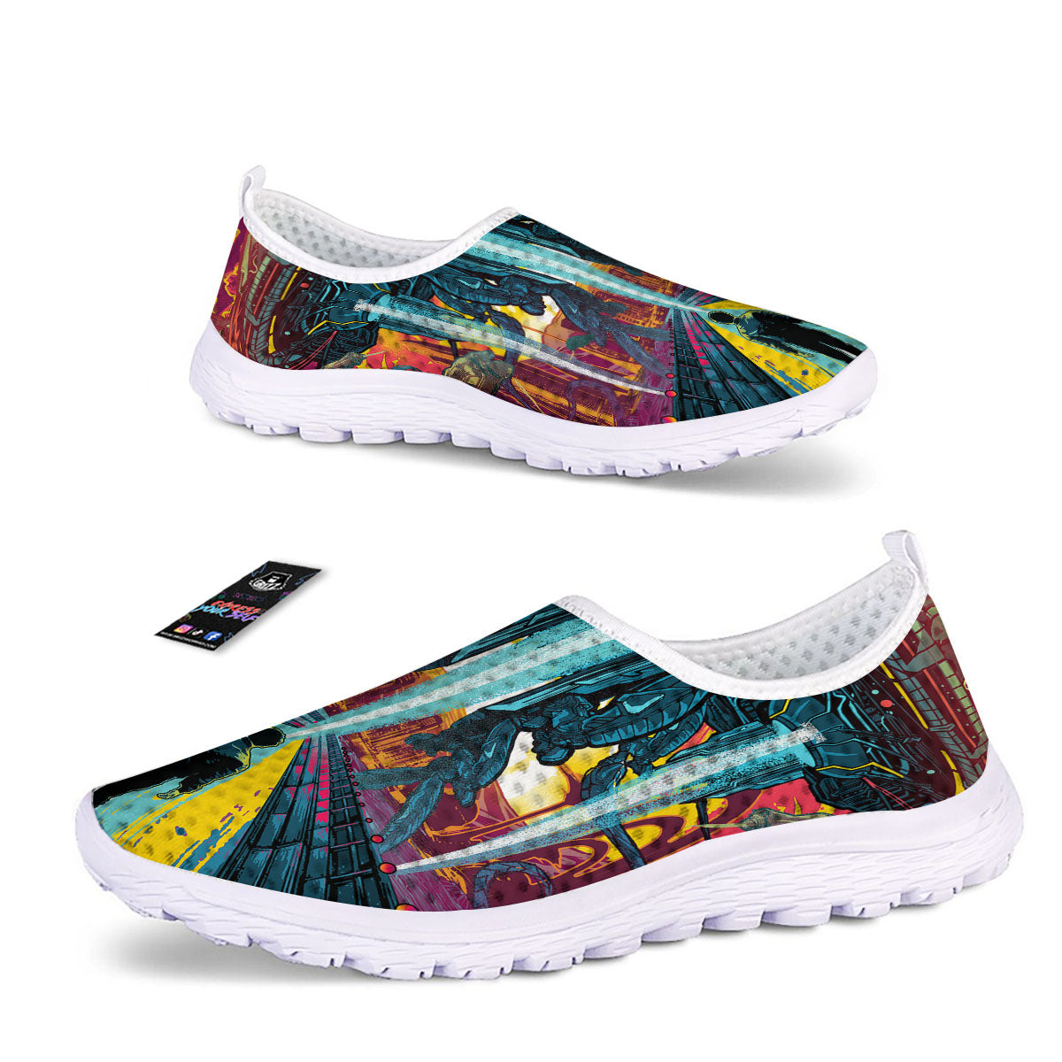 Aliens Invade earth Print Nurse Shoes-grizzshop