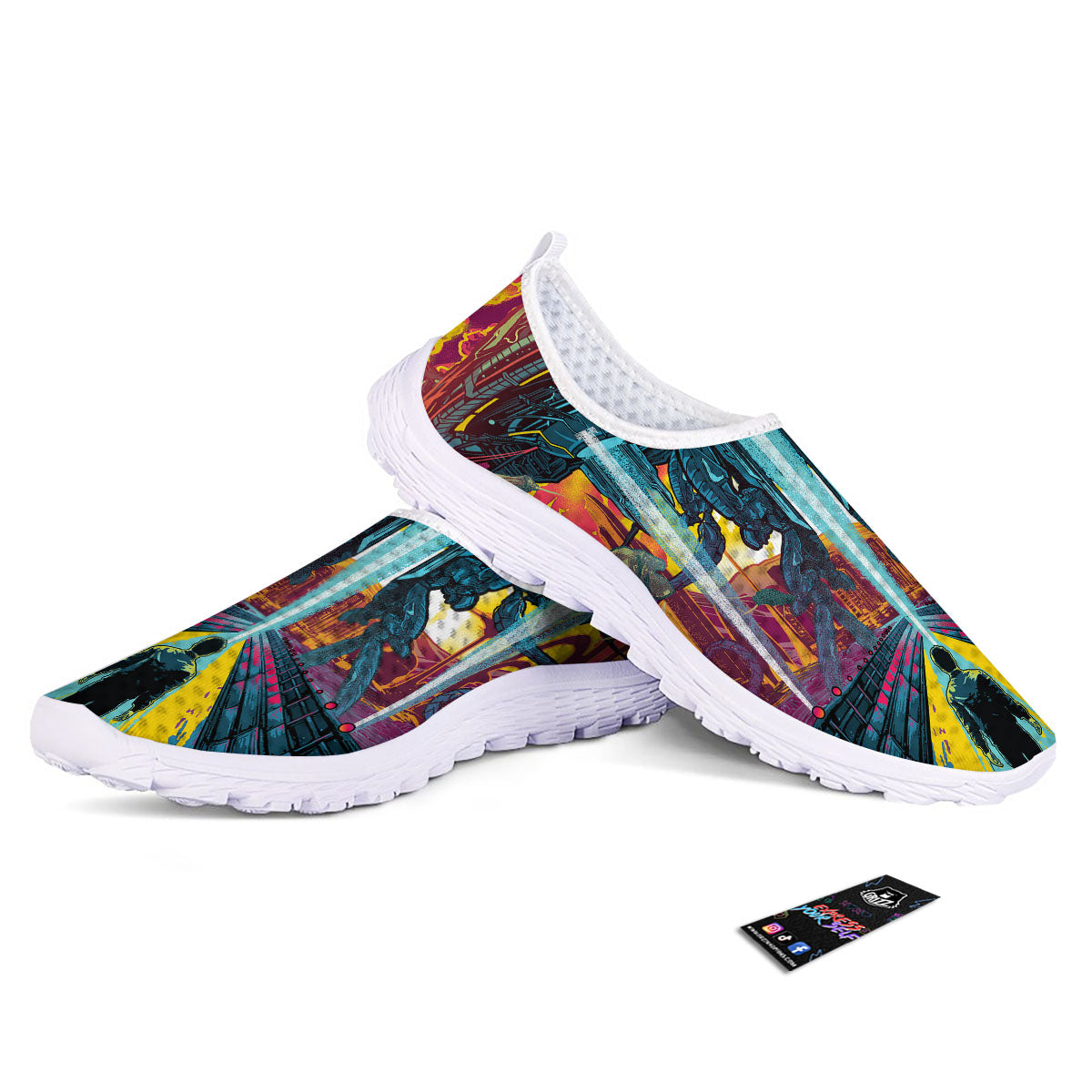Aliens Invade earth Print Nurse Shoes-grizzshop