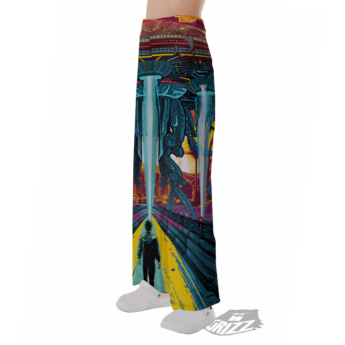 Aliens Invade earth Print Pajama Pants-grizzshop