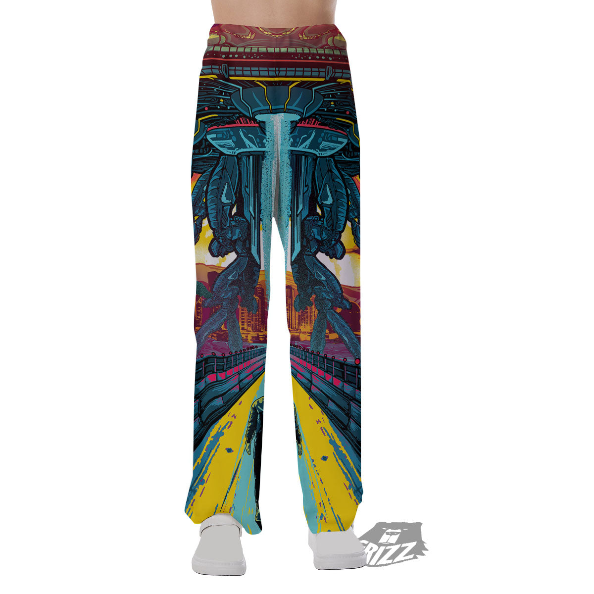 Aliens Invade earth Print Pajama Pants-grizzshop