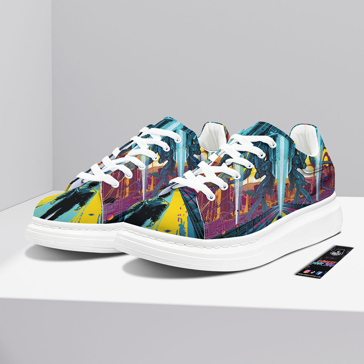 Aliens Invade earth Print Platform Shoes-grizzshop