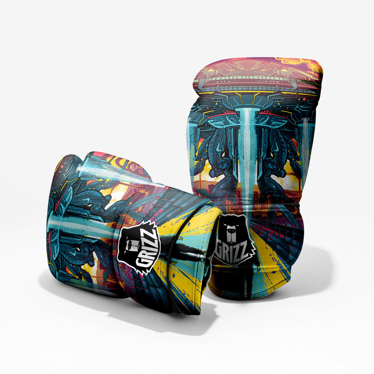 Aliens Invade earth Print Pro Boxing Glove
