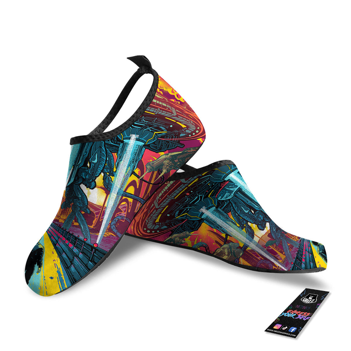 Aliens Invade earth Print Water Shoes-grizzshop