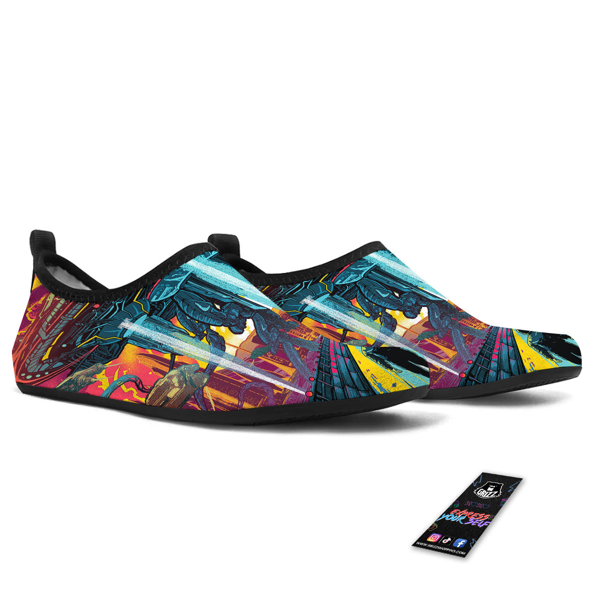 Aliens Invade earth Print Water Shoes-grizzshop