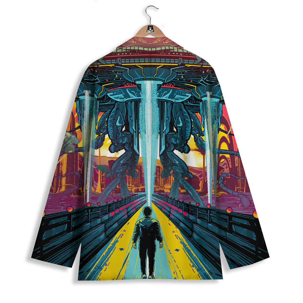 Aliens Invade earth Print Women's Blazer-grizzshop